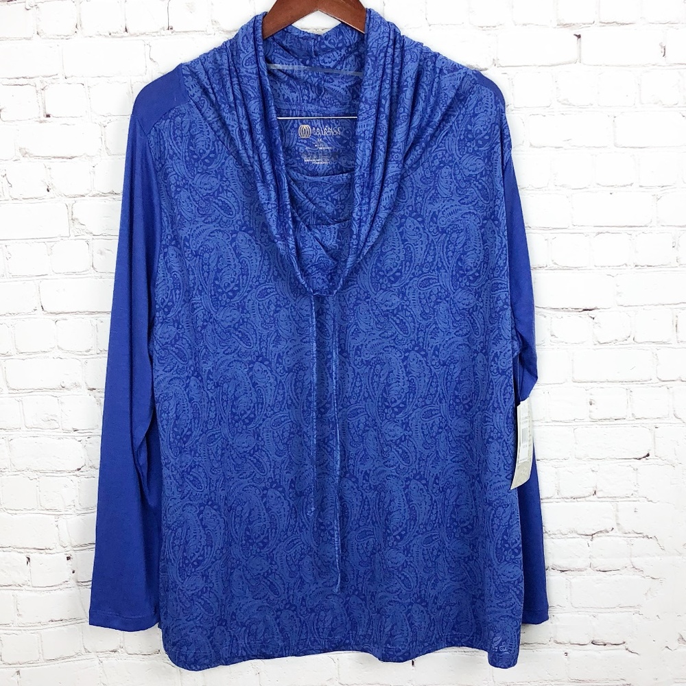 The Balance Collection | Royal Blue Pansy Burnout Tunic | Size 3X